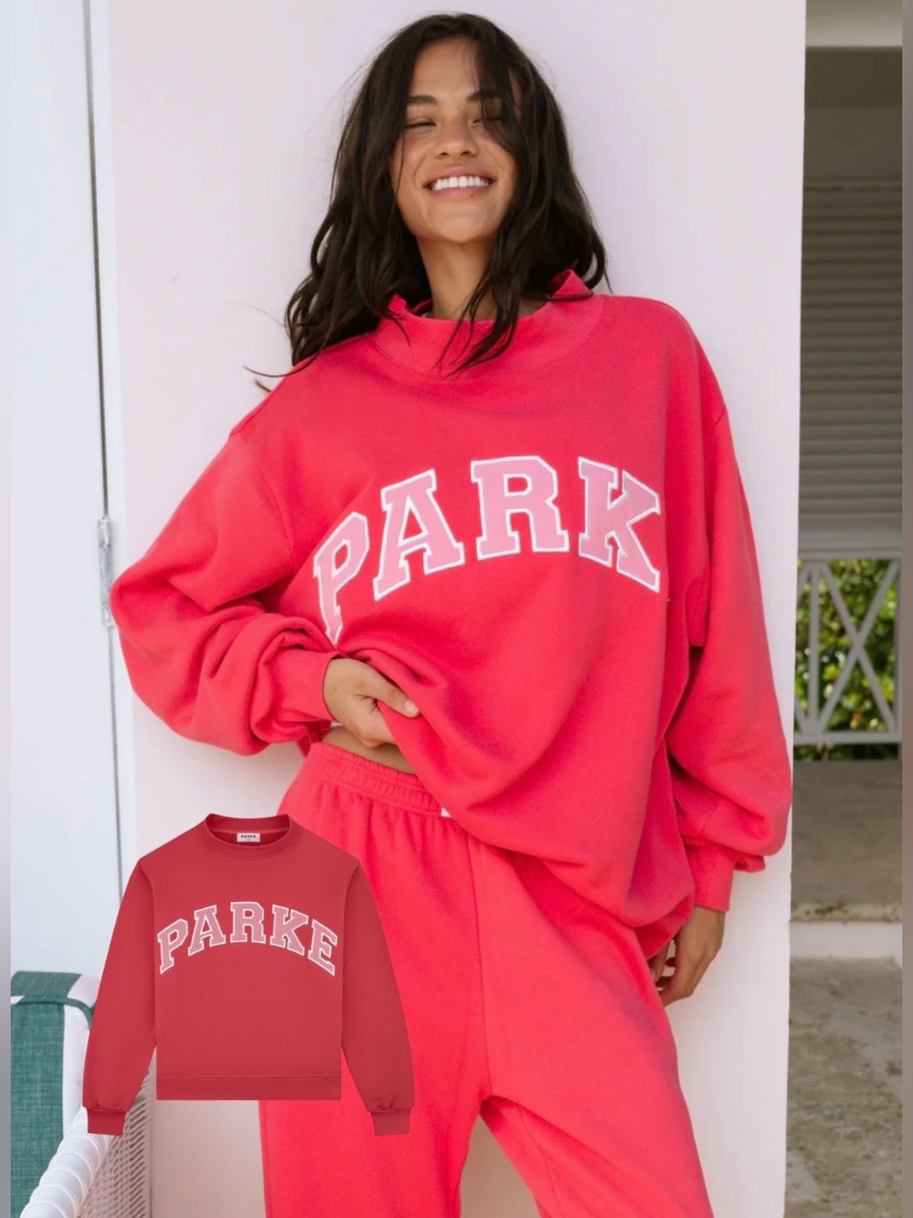 Parke L/XL Flamingo Heritage Varisty Mockneck. 💕⚡️